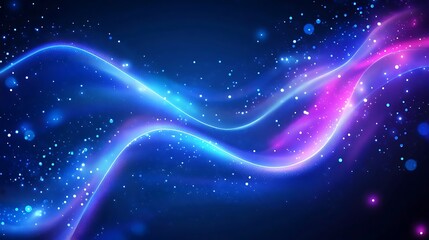 Poster - Abstract background with glowing lines and particles. Vector illustration for your design