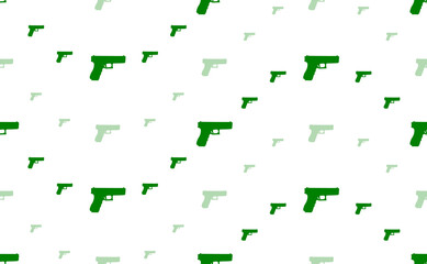 Poster - Seamless pattern of large and small green gun symbols. The elements are arranged in a wavy. Illustration on light green background