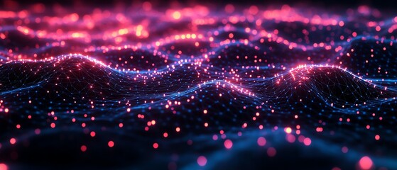 Poster - A complex digital landscape with interconnected lines and nodes