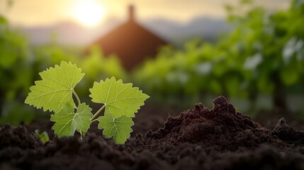 Poster - A highly detailed and immersive scene of a flourishing vineyard where the interplay of soil climate and terrain creates a stunning visual representation of terroir and its influence on viticulture