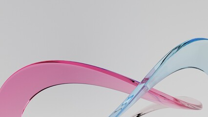 Poster - 3D Abstract Translucent Pink And Light Blue on light background, gradient glass with dispersion, Iridescent design element for banner background.