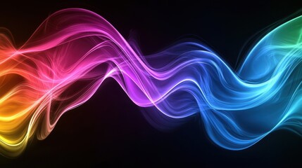 Wall Mural - vibrant waves of color flowing through dark background