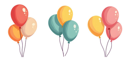 Poster - Colorful balloons in various shades arranged in groups. cut out,isolated, transparent background