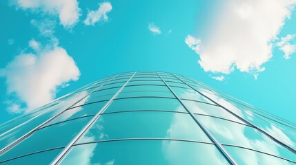 Poster - enterprise corporate headquarters with sleek glass architecture representing a growing enterprise.