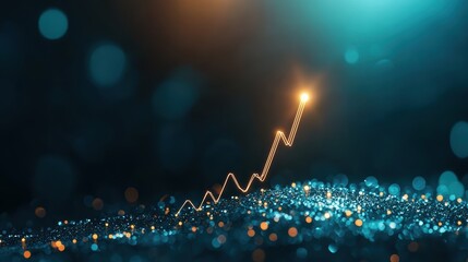 Poster - Revenue Graph showing an upward revenue trend on a presentation screen.