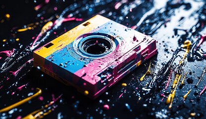 Poster - Abstract Colorful Camera in Paint Splash