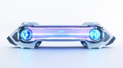 Poster - A futuristic device glowing with bright blue and purple light
