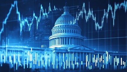Poster - US Capitol Building with Stock Market Data Overlay