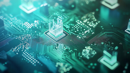 Poster - innovative technology showcase digital circuit board graphic design futuristic environment close-up 
