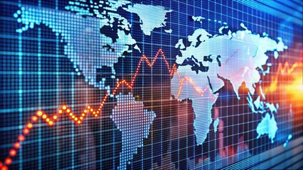 Poster - Global Stock Market Index Trends on Bright Screen Display