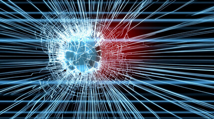 Fototapete - Dynamic energy burst virtual space 3d graphic futuristic environment abstract concept