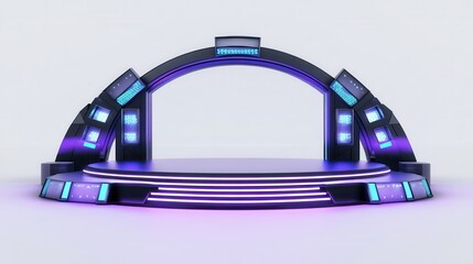 Poster - A futuristic stage design with lighting against white backdrop