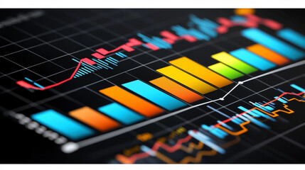 Poster - Analyzing financial data trends digital workspace chart visualization modern environment aerial view