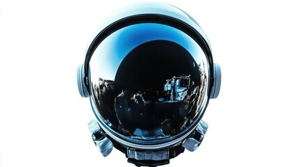 Wall Mural - an astronauts helmet reflects a distant space environment
