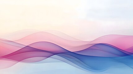 Aufkleber - Ethereal abstract landscape featuring flowing waves of vibrant magenta and deep blue gradients with a soft dreamy texture and elegant minimalist style