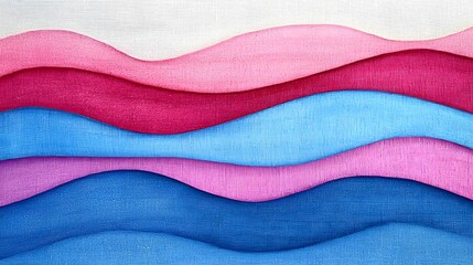 Poster - Smooth flowing abstract gradient waves in a vibrant palette of magenta and deep blue tones with a soft textured and dreamy aesthetic