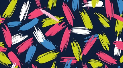 Aufkleber - Striking neon abstract pattern featuring bold energetic brushstrokes in fuchsia lime green and sky blue against a deep navy backdrop