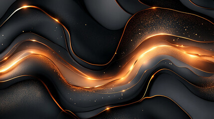 Aufkleber - Dynamic golden wave abstract design digital artwork modern aesthetic dark background artistic viewpoint