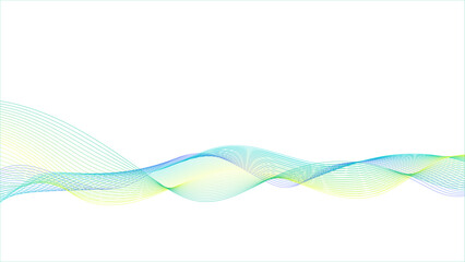 Canvas Print - white background with abstract waves, smoothly flowing light green and yellow waves on a white backg