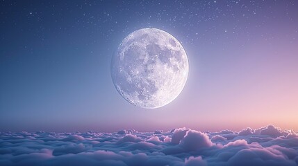 Wall Mural - purple gradient mystical moonlight sky with clouds and stars phone background wallpaper,