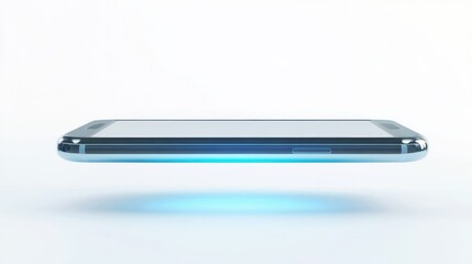 Poster - A modern smartphone floating in the air against a white background