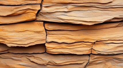 Aufkleber - Detailed Close Up of Layered Sandstone Rock Texture Showing Natural Formation and Geological Patterns
