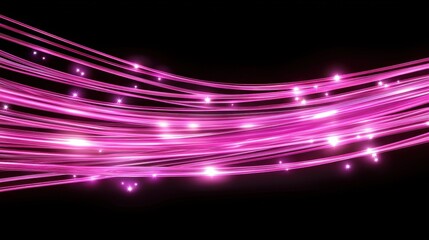 Poster - Electric pink fiber optic particles forming smooth flowing waves in a high-tech theme.