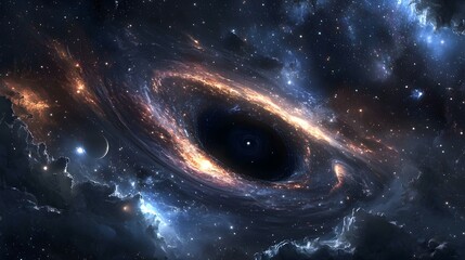 Poster - Captivating black hole floating in the sky surrounded by twinkling stars in a dreamlike cosmic scene