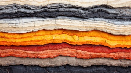 Aufkleber - Vibrant Layers of Sedimentary Rock Formation Showing Diverse Colors and Textures in Nature