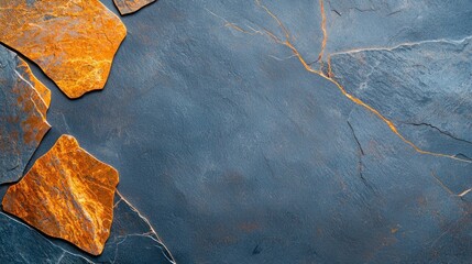 Aufkleber - Abstract Dark Grey and Orange Stone Texture Background Natural Rock Surface with Cracked Design Ideal for Interior Design Projects