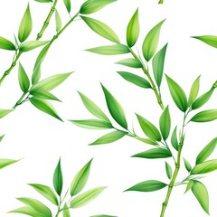 Aufkleber - Lush Green Bamboo Leaves Seamless Pattern Botanical Illustration Perfect for Textile Design or Wallpaper Background