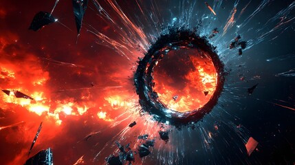 Poster - Dramatic explosion of colors and energy capturing the essence of a futuristic cosmic scene with fractal elements