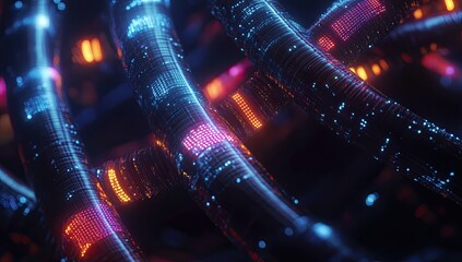 Poster - Intricate, glowing network of digital tubes