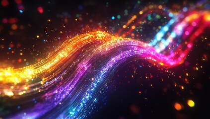 Poster - Abstract, vibrant, swirling, colorful, dynamic lines of light