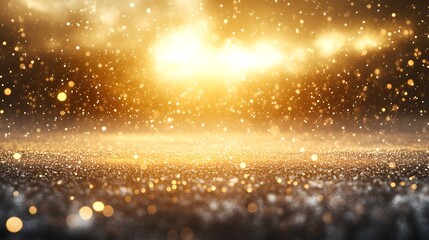Poster - Bright yellow light creating a cosmic snowstorm of energy particles in an abstract and colorful background