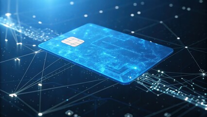Fototapete - Digital Credit Card: An illustrative depiction of a digital credit card, emphasizing the blend of finance and technological advancement