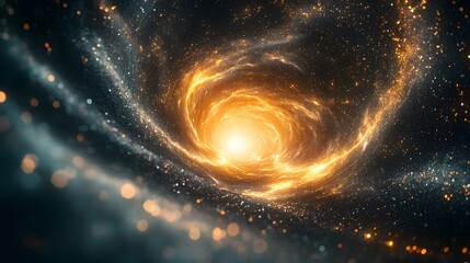 Poster - Captivating spiral galaxy creating a stunning tunnel of energy in a vibrant abstract cosmic vortex of stardust
