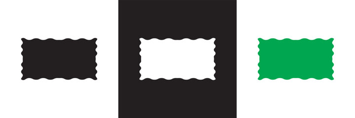 Poster - Zig zag wavy shape frames.  Flat jagged oval shapes set. Groovy kids graphic wiggly backgrounds. Vector illustration. isolated on white and black background. EPS 10