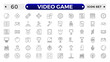 © artshuvo - Set of line icons related to video games, gaming, technology, gadget, esport.