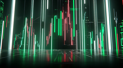 Fototapete - Analyzing financial market trends digital space infographic visualization futuristic environment 3d perspective