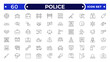 © artshuvo - Police outline icon. Law and Judgement line icons Illustration. Justice, Court of law and Government outline icon set.