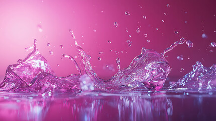 Poster - Dynamic water splash action studio photography colorful close-up motion and fluidity in pink hues