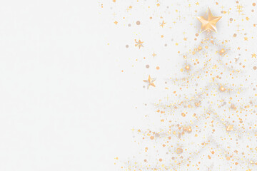 Poster - Sparkling gold Christmas tree on Transparent background.