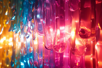 Poster - Abstract Colorful Glass Design with Flowing Shapes and Bright Light Effects