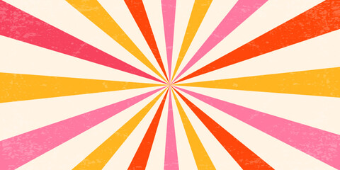 Poster - retro pattern background. swirl groovy vector pink and orange rays. psychedelic radial burst with gr