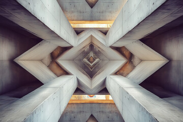Poster - Abstract Concrete Structure Forming Geometric Patterns Low Angle Architecture Photo