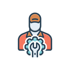 Wall Mural - color illustration icon for technician