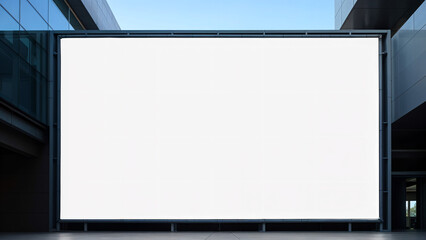 Poster - Large billboard mockup for exterior advertisement on modern building exterior . Generative AI