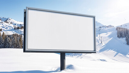 Poster - Large billboard mockup for exterior advertisement on ski resort . Generative AI