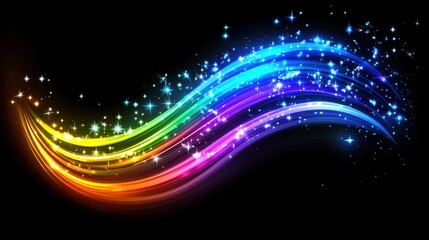 Poster - Rainbow fiber optic filaments creating a mesmerizing spectrum of neon light waves.
